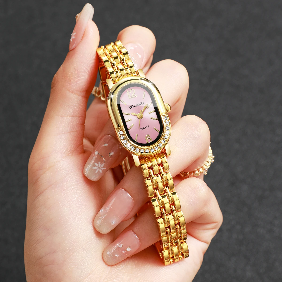 Luxury Watch Ladies - Luxuriöse Strass-Damen-Quarzuhr, modische goldene Armbanduhr, Damenuhr,