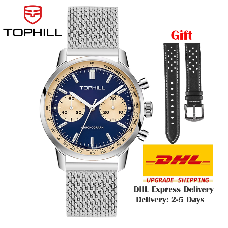 Chronograph Flyback Watch - TOPHILL Chronographenuhr Rennuhr Seagull 1963-Uhr ST19-Uhrwerk