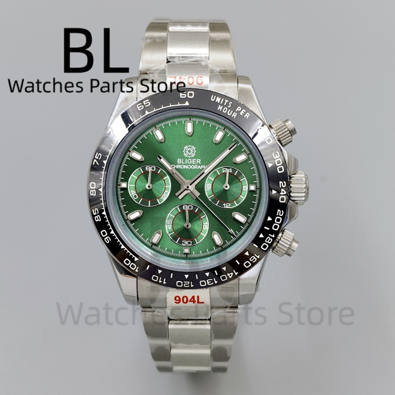 Luxury Watch Green Dial - BLIGER 39mm Luxus-Chronograph mit Grünem Zifferblatt