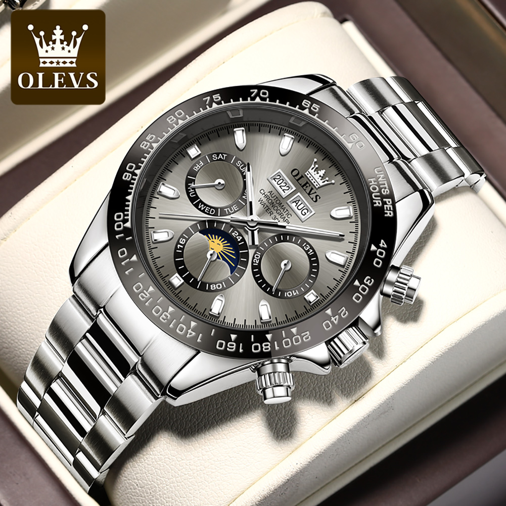 Chronograph Flyback Watch - OLEVS 6654 Luxus-Herrenuhr, Chronograph, automatische mechanische