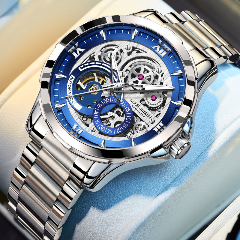 Chronograph Flyback Watch - Automatische Mechanische Uhr Herren Skelett-Geschäftsuhr Luxuriöse