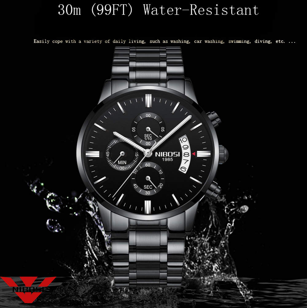 NIBOSI Edelstahl Schwarz Quarz – Luxury Watch Top 10 Bewertung und Preis