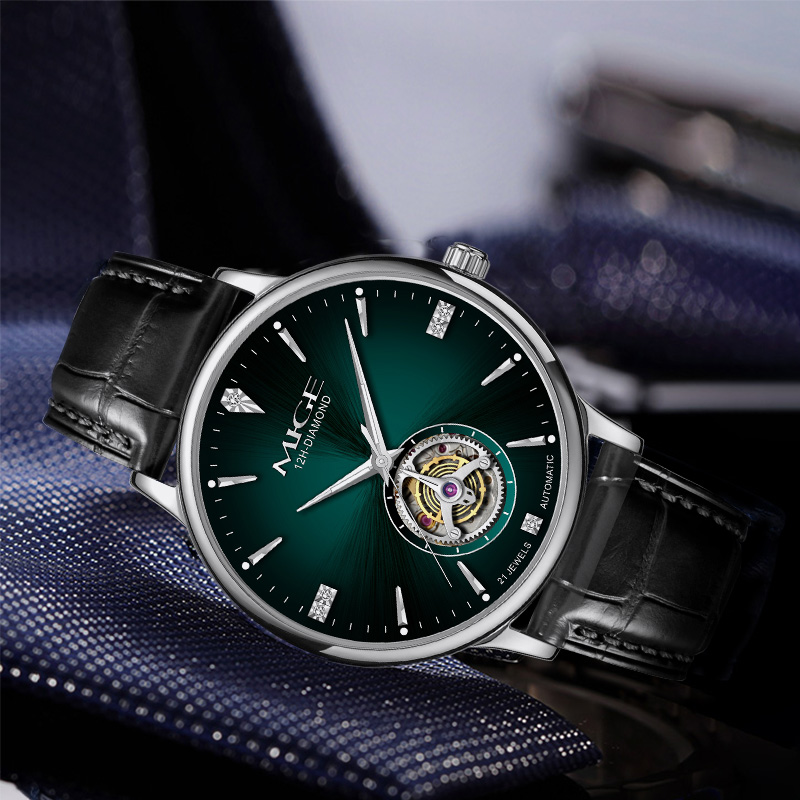 MIGE Thin Mens Open Heart Auto – Luxury Watch Green Dial Bewertung und Preis