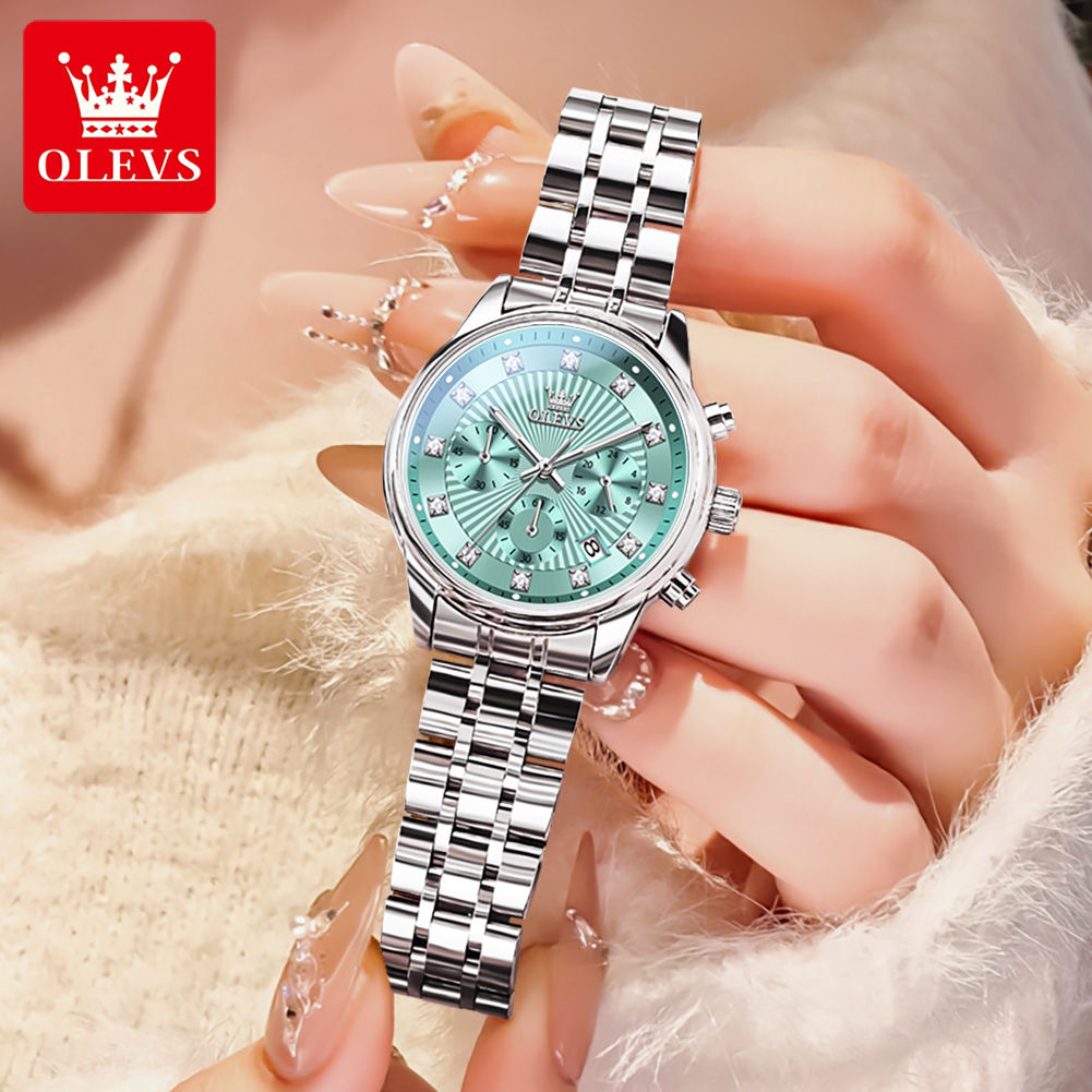 OLEVS Frauen Uhren Mode Damen  – Luxury Watch Green Dial Bewertung und Preis